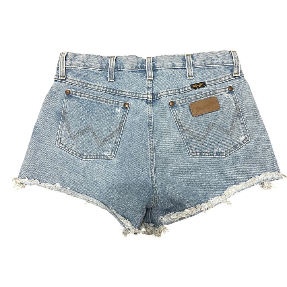 Vintage Wrangler 13MWZ Denim Cutoff Shorts – Light Wash – W 16"